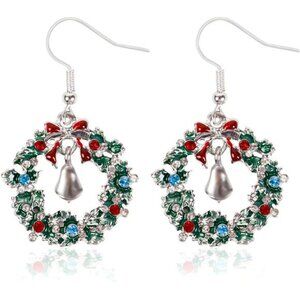 Christmas Dangle Earrings for Christmas Wreath Tree Bell Reindeer
